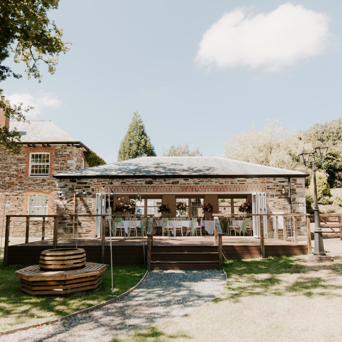 The wedding reception area at Wooladon Estate decorated and set up ready for the wedding party