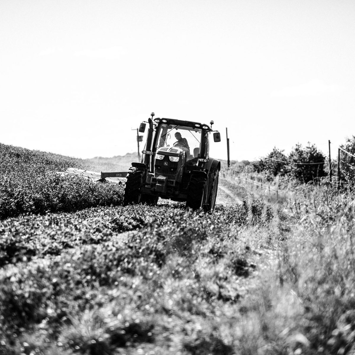 A tractor farming the land around the Devon Wedding Venue, Wooladon Estate.