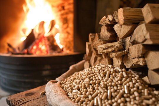 Devon wedding venue, Wooladon estates new bio mass heating system showing wood pellets burning to provide heat for the site.